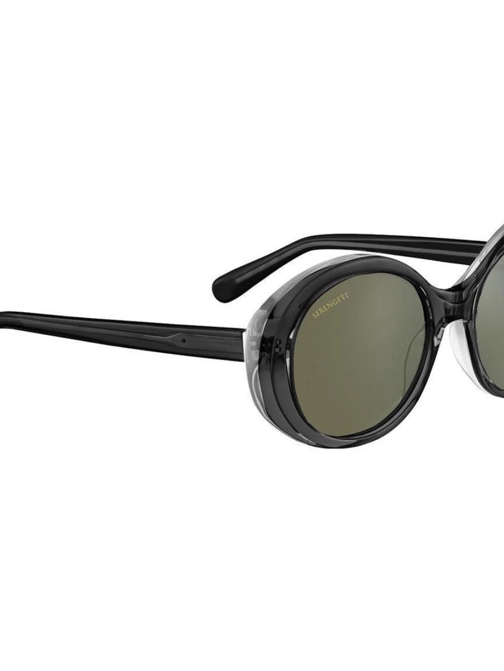 Serengeti Black Round Sunglasses with Green Lenses